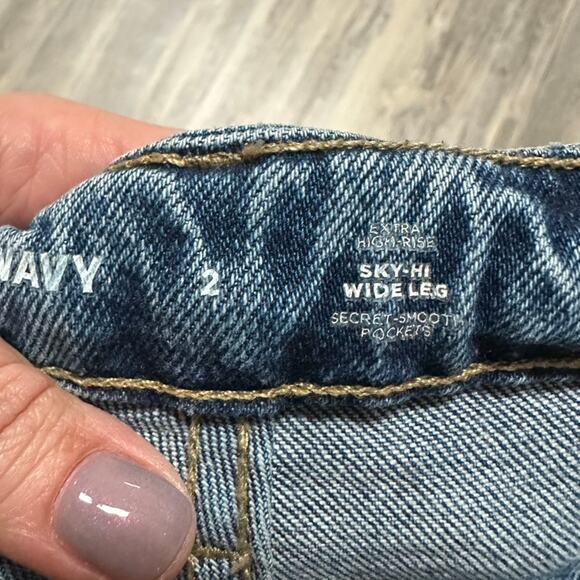 Old Navy Jeans Extra High Rise Sky-Hi Wide Leg Womens Size 2 Maya - Picture 6 of 9